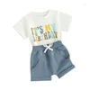 Kläder sätter det är min födelsedag småbarn baby pojkar sommarkläder bokstaven tryck t-shirt toppar rullade jogger shorts set casual drop leverera otstw