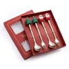 Coffee Scoops 2/4/6pcs Spoon Fork set da forcella Elk Babbo Natale Dessert DEGENZIONI DELLA CENA DEGENZI