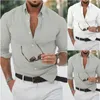 Men's Casual Shirts Designer 2024 Cotton Linen Solid Color Summer Suit Long Sleeve Loose High-Density Weave Fashion Ropa Hombre