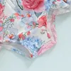 Piecedas de uma peças para crianças roupas de bebê roupas de bebê garotas guarda-maiô de maiô longa com manga comprida Floral Print Zip Up Tise Bathingwearwearwearwearwear