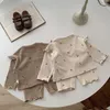 Kläder sätter vår baby set barn pyjamas barn blomma flickor kläder sömnkläder hösten småbarn kläder