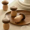 Decorative Figurines Mushroom Wood Toothpick Box Ins Holder With Hole Toothpicks Storage Desktop Ornament Kitchen Supplies