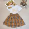 European American and British fashion brand printed plaid siblings set two-piece children clothing new summer dress set for middle-aged and young children