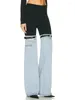 Jeans féminins Dutriobs Fashion High Taist Patchwork Pu en cuir Pu en cuir Streetwear Streetwear Denim Pantalon