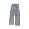 Дизайнерские джинсы для мужских старых лоскутных шахерских джинсов мужские рюшинные красавные взрывные уличные талию Широкие ноги прямые ноги