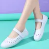 Chaussures décontractées en cuir authentique Soft Souded Femmes et petit blanc confortable pour le travail plat pour les femmes