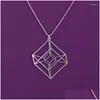 Colliers pendants One Piece Hypercube - Collier géométrie en or / sier Collier Tesseract Math Gift with 50cm Chain Drop Liviling Bijoux P DHDVA