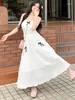 ワークドレスonalippa甘い白い2ピースセットレディース服ストラップレスウッドイヤーヘムコップトップエラスティックウエストボウフックフラワースカート