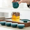 Zestawy herbaciarskie zielone ceramiczne teapot filiżanki