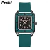 Montre-bracelets poshi Regardez pour les femmes Fashion Fashion Casual Quartz Silicone Strap Green Dal