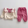 Ensembles de vêtements pour bébés filles printemps automne coton arc vêtements ébouriffés pour enfants sweat-shirt Tops tops pantalon costumes 2pcs