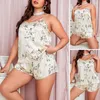 Abbigliamento da casa Donni Summer Set pigiama stampato floreale stampato setoso satinata senza manica senza schiena o collo sciolto