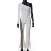 Frauenhose eine Schulter Langarm schwarzer Verband Jumpsuit