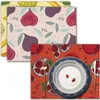 Table Mats Modern Fruit Graffiti Cotton Linen Placemat Cartoon Red Pomegranate Printed Desktop Decorative Mat Heat Insulation Tableware Pad