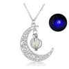 Pendant Necklaces Fashion The Moon Necklace Noctilucence Glow In Dark Essential Oil Diffuser Lockets Chains Jewlery For Women Gift Dro Dhkem