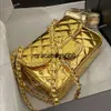 2in1 Shiny Women Designer klassischer Klappenbeutel mit Sternmünzenpreis -Lackleder Goldene Metallhardware 19cm Gold/Silver Evening Bags Luxury Cross Body Schulter Handtasche