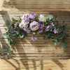 Fleurs décoratives mariage arc artificiel swag swag floral fausse feuilles vertes violet rose porte de porte couronne pour la pièce maîtresse de table