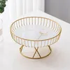 Plates Golden Metal Iron Wire Fruit Stand Dish Serving Bowl For Cabinet Dining Table