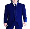 Совершенно новые жениха Royal Blue Groom Tuxedos Mandarin Lapel Men Suits Wedding Man Bridegroom Jupet Braten