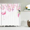 Rideaux de douche 3D Flamingo Print Curtain Ensemble avec crochets de style nordique oiseaux roses feuilles de fleur imperméable Tabillard maison de salle