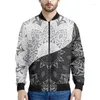 Herenjacks Zwart Wit Yin Yang Patroon Jacket Men Kleding 3D Gedrukt Sweatshirt Cool Casual Bomber Zipper Street Fashion Tops Coat
