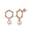 Kolczyki S925 Silver Ear Studs Pearl Zirconia inkrustowane z cierniami Eleganckie i unikalne biżuterię do kolczyków dla kobiet