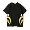 الاستحمام A AP Side Shark Teath Flame Shirt Streetwear Shark Head Nigo Tee