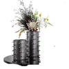 Vases Nordic Style Black Luxury Cylinder Ikebana Modern Minimalist Metal Living Room Vaso Per Fiori Home Decoration WZ50HP