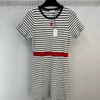 Basic & Casual Dresses designer Early Spring New CH Nanyou Gaoding Commuting Elegance Style Reduced Age Black and White Stripe Waist Slimming Knitted Dress 1SN3