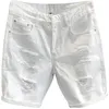 Summer Mens Fashion White Hole Washing Denim Shorts loisirs Stracted mendiant pantalon court 240410