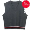 10A İlkbahar/Yaz Yeni Kadın Kazak Külot Kontrastı V-Neck çok yönlü gevşek TB Dört çubuklu tank üstü