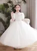 Girl Dresses Children's Piano Performance Dress Little Host Princess Birthday Party Flower White Veil