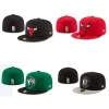 NEW designer Men's Fashion basketball team Classic Fitted Color Flat Peak Full Size Closed Caps Baseball Sports Fitted Hats In Size 7- Size 8 basketball team Snapback