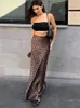 Vintage Leopard Print Trumpet Skirts Female 2024 Street Chic High Waist Long Skirt Spring Office Slim Zipper 240329