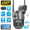 IP Cameras V380 Wifi IP Camera 4G Sim Card Audio CCTV Surveillance Outdoor Digital Cam Night Vision Wireless Waterproof Dual Lens Kameras 24413