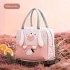 Dinnerware 1/2pcs fofo lanch saco portátil desenho térmico piquenique sacos para mulheres meninas crianças impermeabilizadas kawaii bento