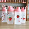 Wine Glasses 450ml Transparent Glass Water Bottle With Built-in Straw And Lid Outdoor Protable Direct Drinking Juice Milk Bottles Drinkware