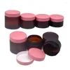 Opslagflessen 24 -stks cosmetische containers 5oz 4oz lege roompotten 100 ml 120 ml 150 ml 200 ml vorstbruine brede mondfles plastic haarmasker