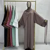 ثلاث قطع Abaya مجموعة مع الحجاب الحزام الحزام موسيقى الجاز كريب كيمونو بلا أكمام تحت اللباس عيد رمضان المرأة المسلمة الملابس الإسلامية 240410