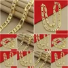 Anhänger Halsketten hochwertige Herren 8mm 24 60 cm Gold Halskette 24k gelbe Farbfarbe Figaro Kette für männlichen Luxusschmuck 230714 Drop deliv dhkwm