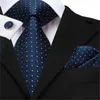 Bow Ties Business Tie pour hommes Silk Blue Dots Coldie Set Set Plaid Couffe Links Wedding 150cm Hi-Tie SN-3529 Drop