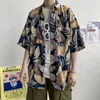 Men's Casual Shirts Summer Flower Printing Patch Pocket Quick Drying Shirt Fashion Hawaiian Short Sleeved For Women