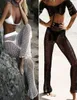 Knitted HollowOut Beach Fishing Net Pants Women Hand Crochet Beach Long Sunscreen Trousers sexy bikini Swimsuit7110771