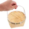 Juegos de vajillas Bambú Canasta pequeña tejida para servir cestas de picnic de verduras para almacenamiento de regalos