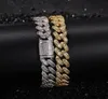 Bracelet à chaîne cubaine Diamond Zircon Bijoux Set Copper Gold Link Chains Bracelets Bracelets Hip Hop Rap Fashion For Men Will5689831
