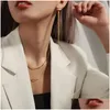 Chandelier en pendaison de lustre unique Coréen Vintage Glossy Barre de fil long Drop Drop 14k Jaune Gold Ored Yellow pour les femmes Fashion géométrique JE Dhtjk