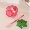 Waterflessen schattige transparante aardbeienumbler met deksel en stro kawaii plastic beker online beroemdheid creatief fruitfles feest