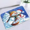 Bath Mats de bain Christmas Année de bonhomme de neige couple de bonhomme de neige dans des câlins en pin cuisine sans glissement de porte d'entrée tapis de chambre à coucher