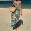 Casual Dresses Elegant Off Shoulder Pattern Print Long Dress Lady Halter Holiday Beach Bohemian Loose Summer Semeless Vintage