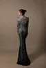 Party Dresses O-neck See Through Gray Evening For Women Applique Mermaid Woman Clothes Sequins Beaded Prom Dress Custom Made